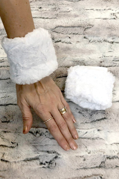 Snowdrift White Minky Wrist Cuffs - Coquetry Clothing