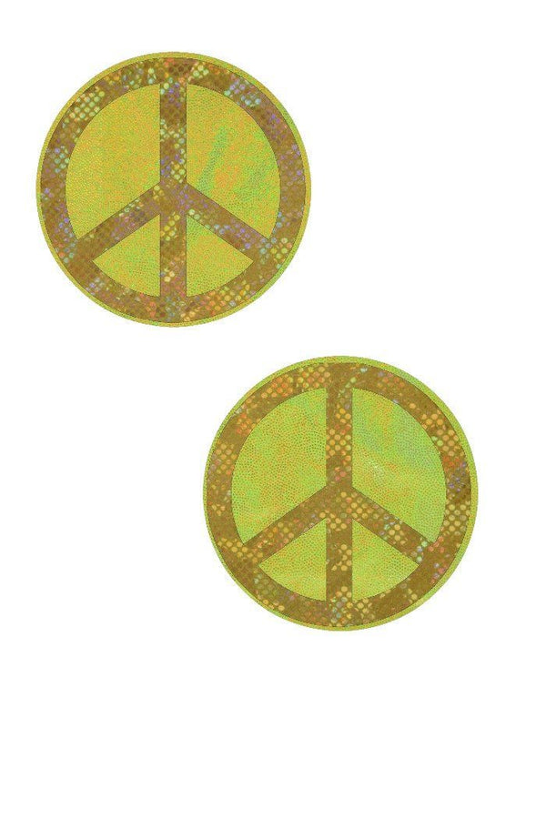 Lime & Gold Peace Sign Pasties - 1