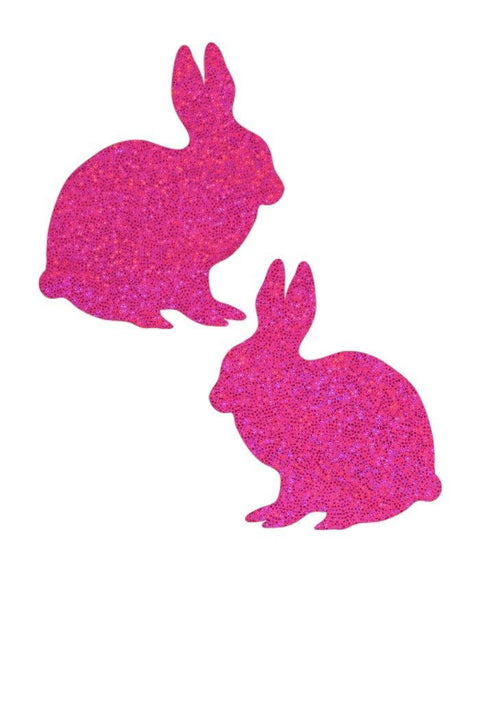 Pink UV Holo Bunny Pasties - Coquetry Clothing