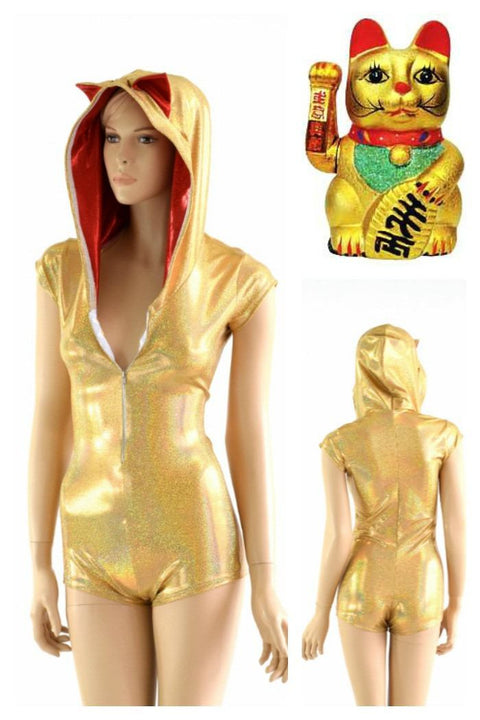 Maneki Neko Zipper Front Romper - Coquetry Clothing