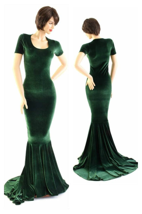 Forest Green Velvet Gown - Coquetry Clothing