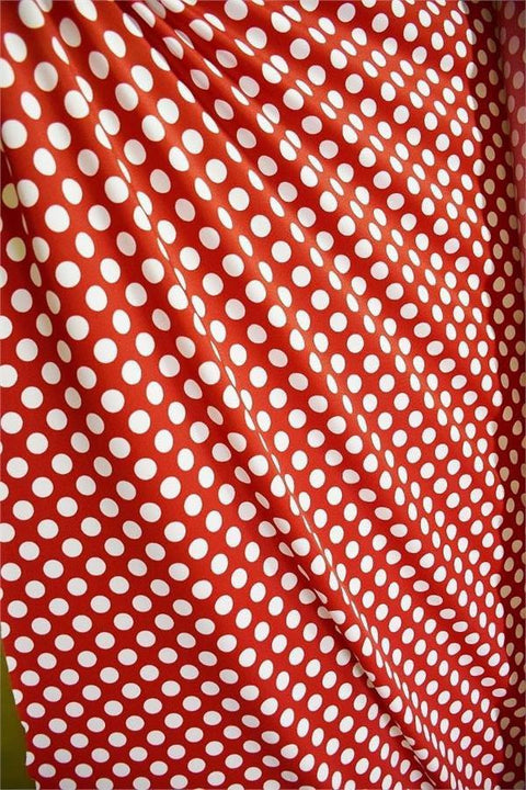 Red and White Polka Dot Fabric - Coquetry Clothing