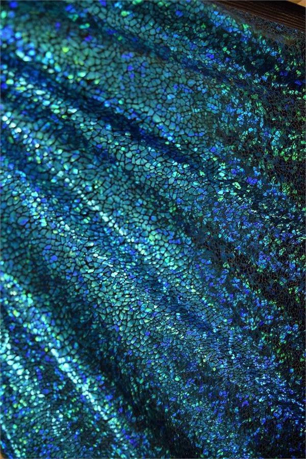 Turquoise on Black Shattered Glass Fabric - 3
