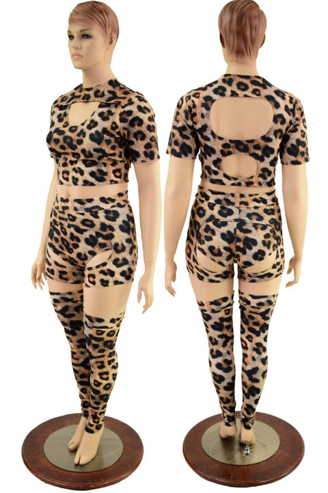 Leopard Print Nirvana Set with Thigh High Leg Warmers - Coquetry Clothing