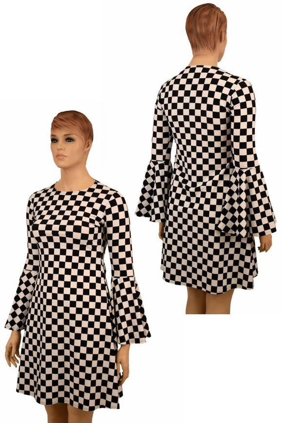A - Line Black & White Mod Dress - Coquetry Clothing