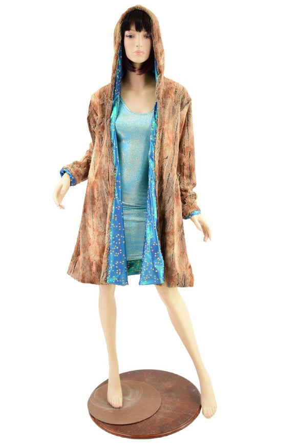 A Line Minky Coat in Amber Fox and Stardust - Coquetry Clothing