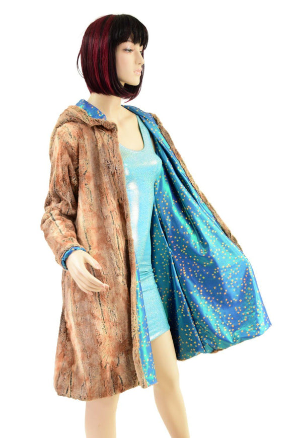A Line Minky Coat in Amber Fox and Stardust - Coquetry Clothing