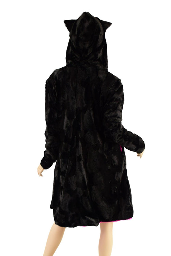 A Line Minky Coat with Kitty Ears - Coquetry Clothing