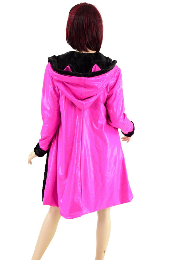 A Line Minky Coat with Kitty Ears - 2