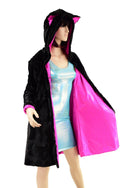 A Line Minky Coat with Kitty Ears - 5