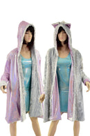 A Line Minky Faux Fur Coat with Kitty Ears - Coquetry Clothing