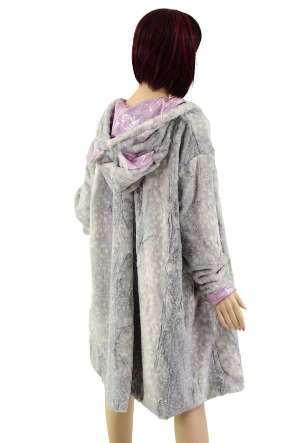 A Line Minky Faux Fur Coat with Kitty Ears - Coquetry Clothing