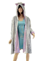 A Line Minky Faux Fur Coat with Kitty Ears - Coquetry Clothing