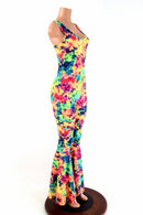 Acid Splash Bell Bottom Flare Catsuit - Coquetry Clothing