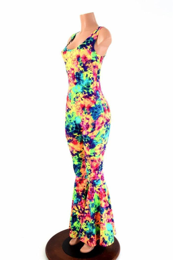 Acid Splash Bell Bottom Flare Catsuit - Coquetry Clothing