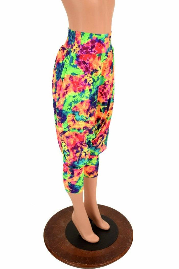 Acid Splash Drop Crotch Harem Pants with Pockets - Coquetry Clothing