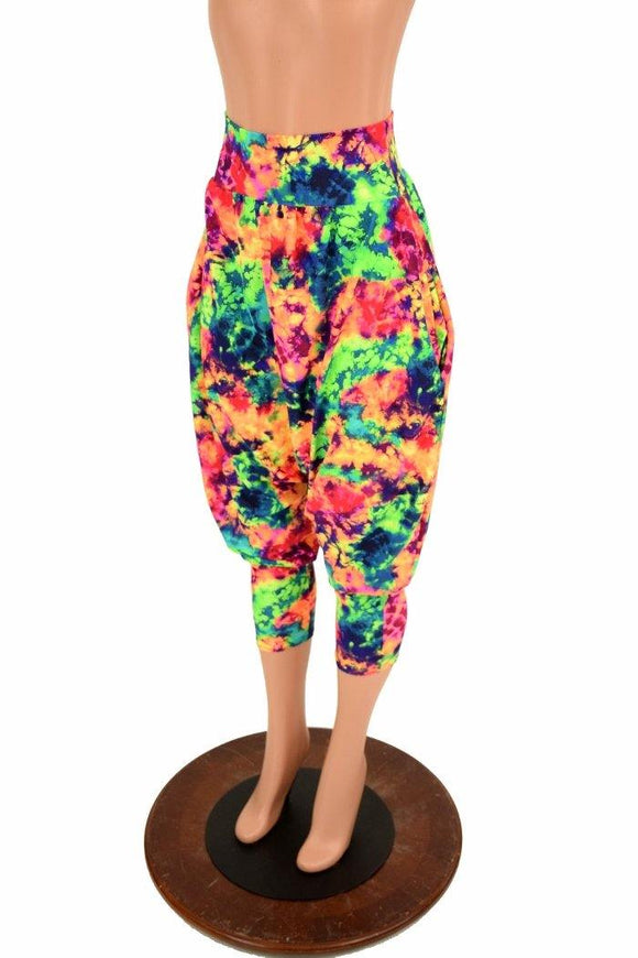 Acid Splash Drop Crotch Harem Pants with Pockets - Coquetry Clothing