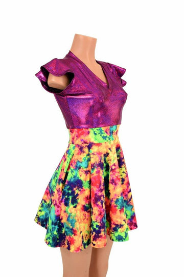 Acid Splash & Fuchsia Skater Dress - Coquetry Clothing