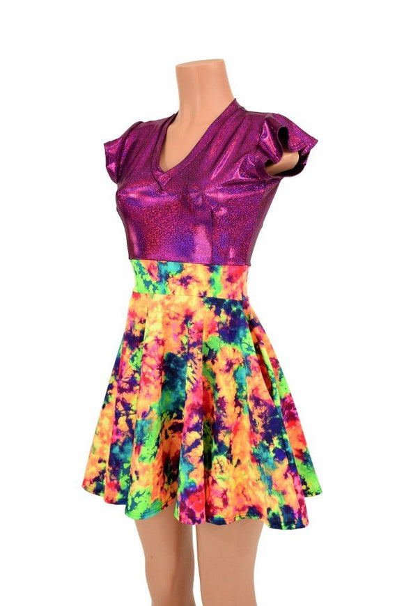 Acid Splash & Fuchsia Skater Dress - Coquetry Clothing