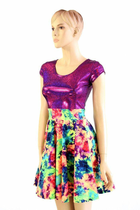 Acid Splash & Fuchsia Skater Dress - Coquetry Clothing