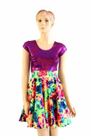 Acid Splash & Fuchsia Skater Dress - Coquetry Clothing