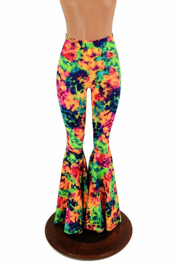 Acid Splash High Waist Bell Bottom Flares - Coquetry Clothing
