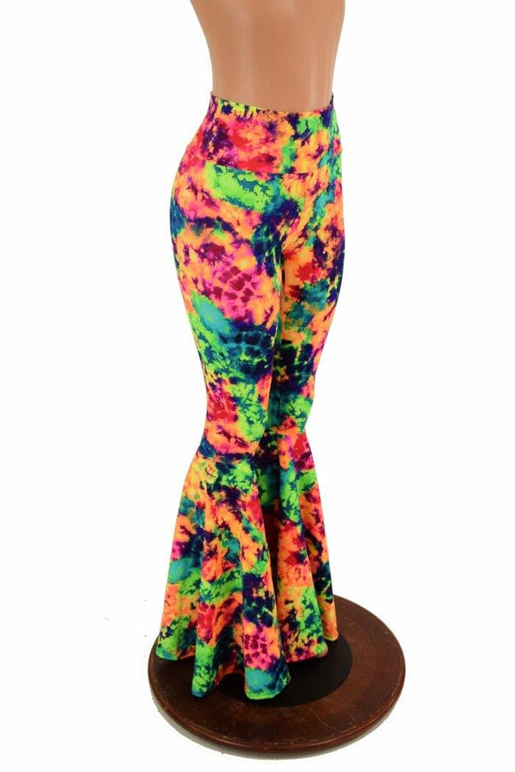 Acid Splash High Waist Bell Bottom Flares - Coquetry Clothing
