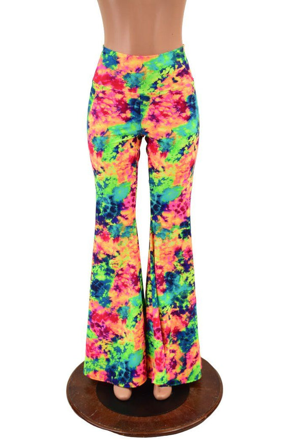 Acid Splash High Waist Solar Flares with Back Pockets - Coquetry Clothing