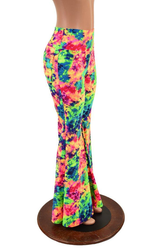 Acid Splash High Waist Solar Flares with Back Pockets - Coquetry Clothing