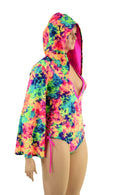 Acid Splash Hooded Romper with Lace Up Hips - Coquetry Clothing