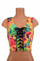 Acid Splash Lace Up Crop Tank - Coquetry Clothing