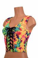 Acid Splash Lace Up Crop Tank - Coquetry Clothing
