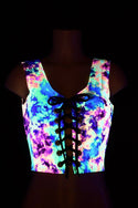 Acid Splash Lace Up Crop Tank - 1