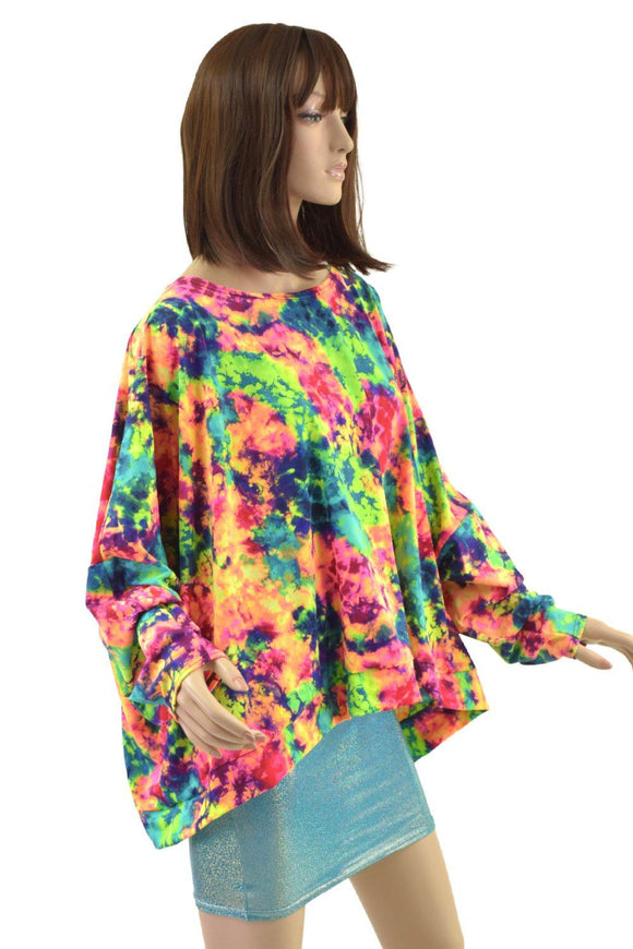 Acid Splash Long Sleeve Pullover Poncho - Coquetry Clothing