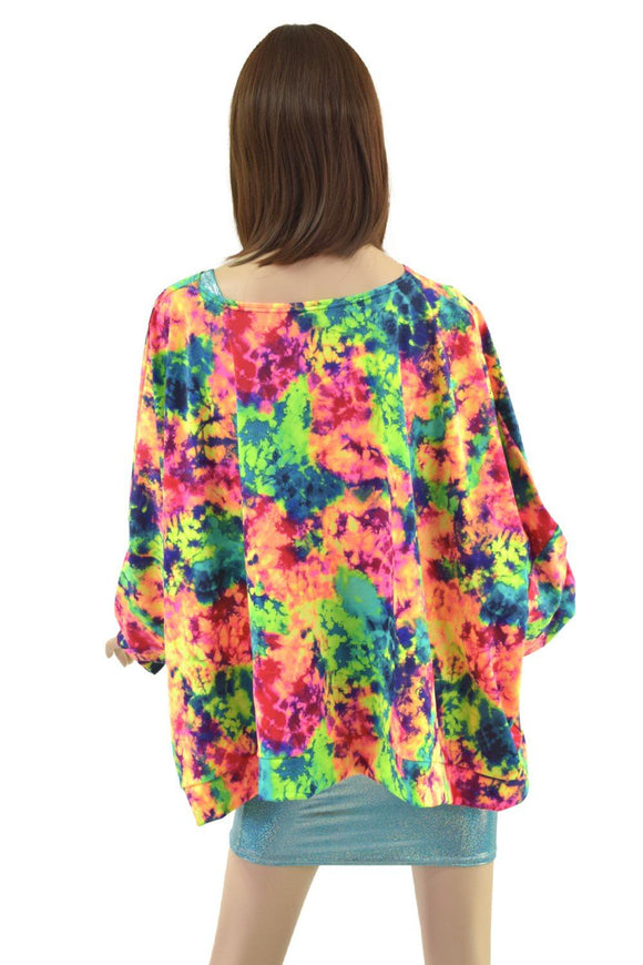 Acid Splash Long Sleeve Pullover Poncho - Coquetry Clothing