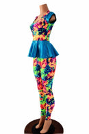 Acid Splash Peplum & Leggings Set - Coquetry Clothing