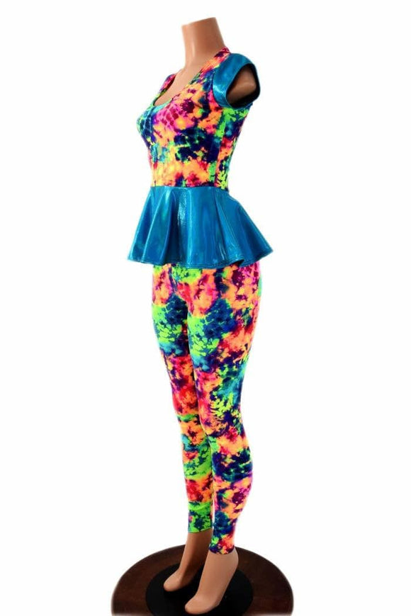 Acid Splash Peplum & Leggings Set - Coquetry Clothing