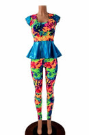 Acid Splash Peplum & Leggings Set - Coquetry Clothing