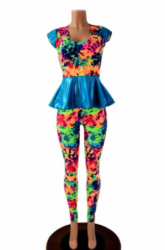 Acid Splash Peplum & Leggings Set - Coquetry Clothing