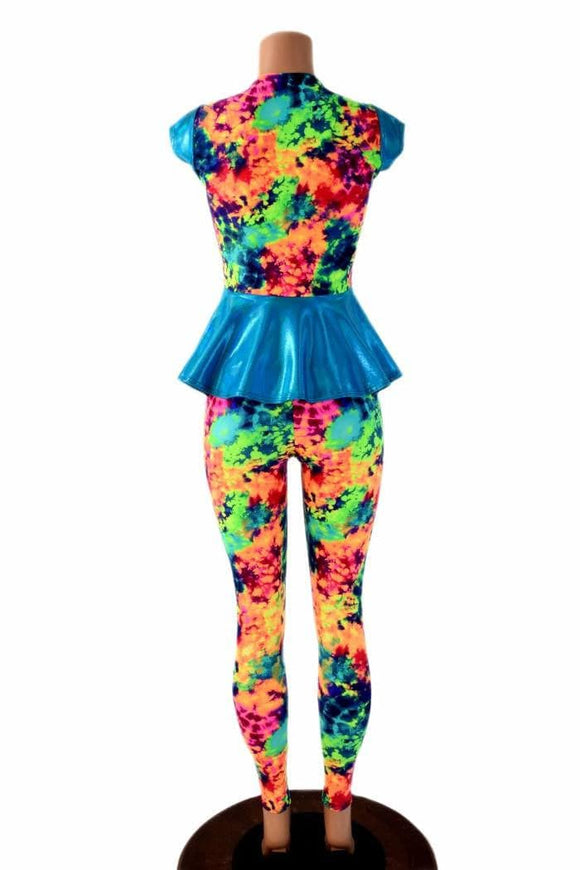 Acid Splash Peplum & Leggings Set - Coquetry Clothing