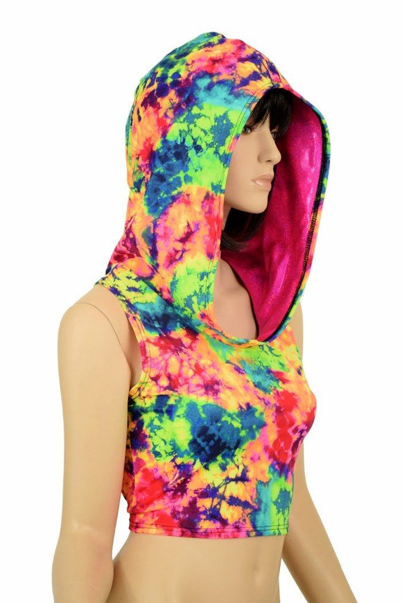 Acid Splash Racerback Crop Hoodie - Coquetry Clothing