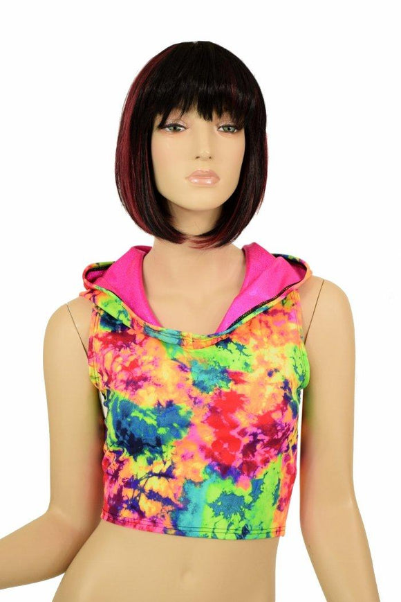 Acid Splash Racerback Crop Hoodie - Coquetry Clothing