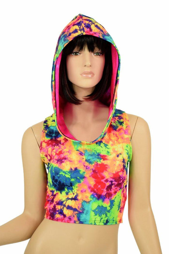 Acid Splash Racerback Crop Hoodie - Coquetry Clothing