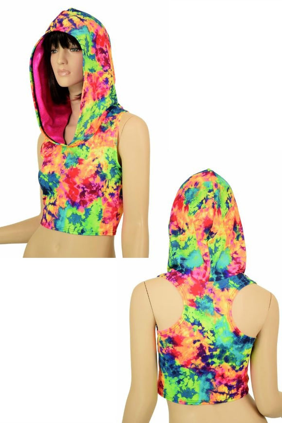 Acid Splash Racerback Crop Hoodie - Coquetry Clothing