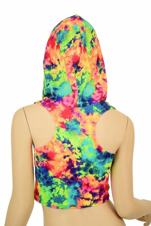 Acid Splash Racerback Crop Hoodie - Coquetry Clothing