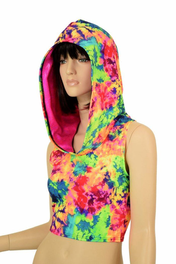 Acid Splash Racerback Crop Hoodie - Coquetry Clothing