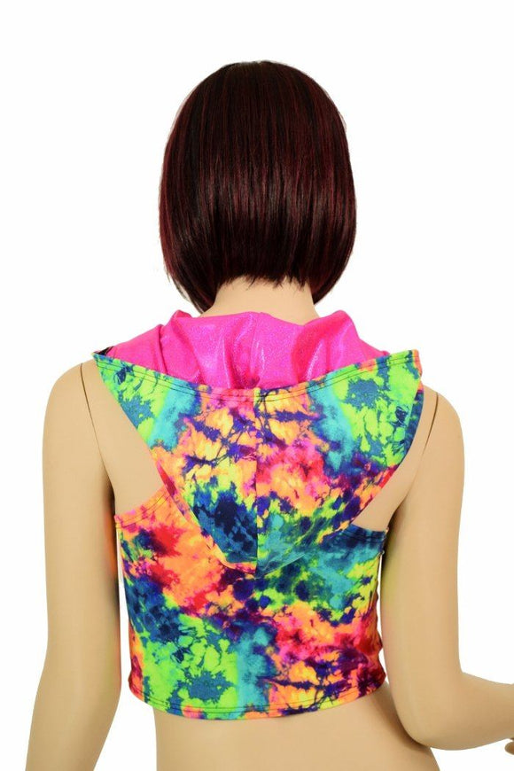 Acid Splash Racerback Crop Hoodie - Coquetry Clothing