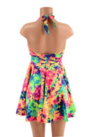 Acid Splash UV Glow Halter Skater Dress - Coquetry Clothing