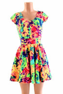 Acid Splash UV Glow Skater Dress - Coquetry Clothing
