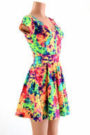 Acid Splash UV Glow Skater Dress - Coquetry Clothing
